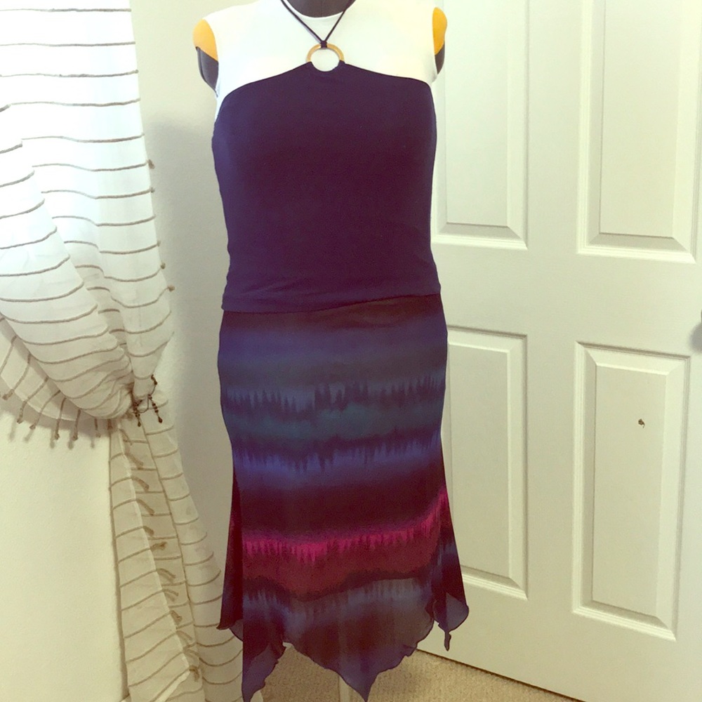 2 piece beautiful northern light colored skirt set